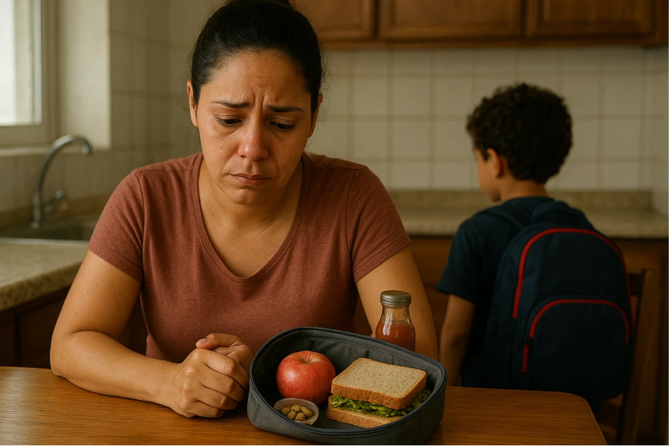 Mãe frustrada com a lancheira